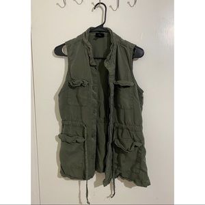 Wassio Utility Vest Womens Size S Sleeveless Olive Green Casual